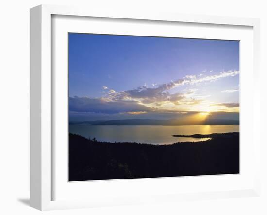 Sun Sets over Flathead Lake, Montana, USA-Chuck Haney-Framed Photographic Print