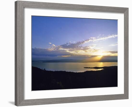 Sun Sets over Flathead Lake, Montana, USA-Chuck Haney-Framed Photographic Print