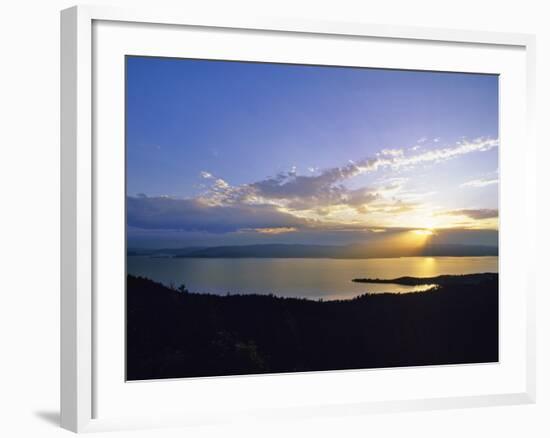 Sun Sets over Flathead Lake, Montana, USA-Chuck Haney-Framed Photographic Print