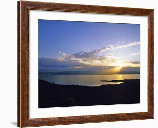 Sun Sets over Flathead Lake, Montana, USA-Chuck Haney-Framed Photographic Print