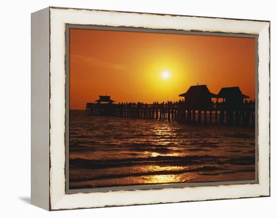 Sun Setting Above Naples Pier-James Randklev-Framed Premier Image Canvas