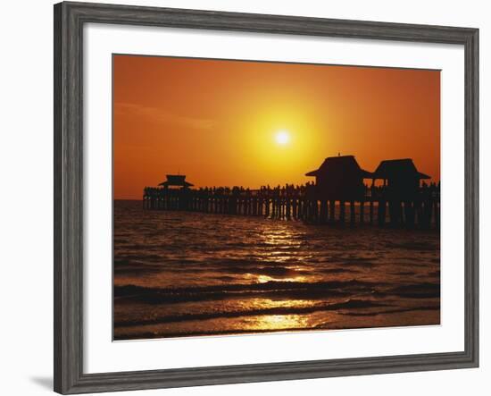 Sun Setting Above Naples Pier-James Randklev-Framed Photographic Print