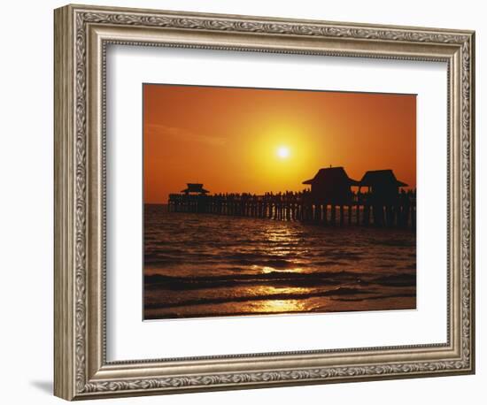 Sun Setting Above Naples Pier-James Randklev-Framed Photographic Print