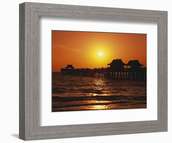 Sun Setting Above Naples Pier-James Randklev-Framed Photographic Print