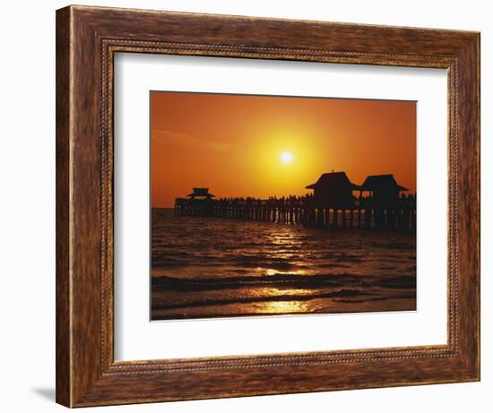 Sun Setting Above Naples Pier-James Randklev-Framed Photographic Print