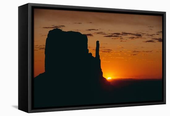 Sun Setting behind a Butte-DLILLC-Framed Premier Image Canvas