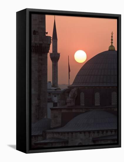 Sun Setting Behind Mahamut Pasha Mosque, Istanbul, Turkey, Europe-Martin Child-Framed Premier Image Canvas