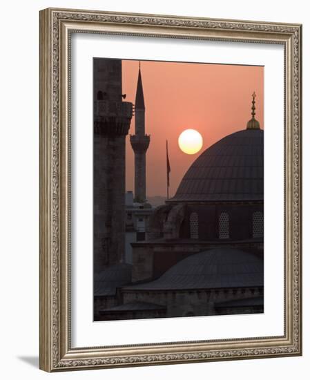 Sun Setting Behind Mahamut Pasha Mosque, Istanbul, Turkey, Europe-Martin Child-Framed Photographic Print