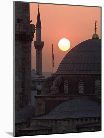 Sun Setting Behind Mahamut Pasha Mosque, Istanbul, Turkey, Europe-Martin Child-Mounted Photographic Print