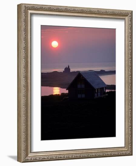 Sun Setting over Newly Constructed Prefabricated House on Block Island-John Zimmerman-Framed Photographic Print