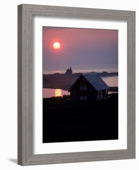 Sun Setting over Newly Constructed Prefabricated House on Block Island-John Zimmerman-Framed Photographic Print