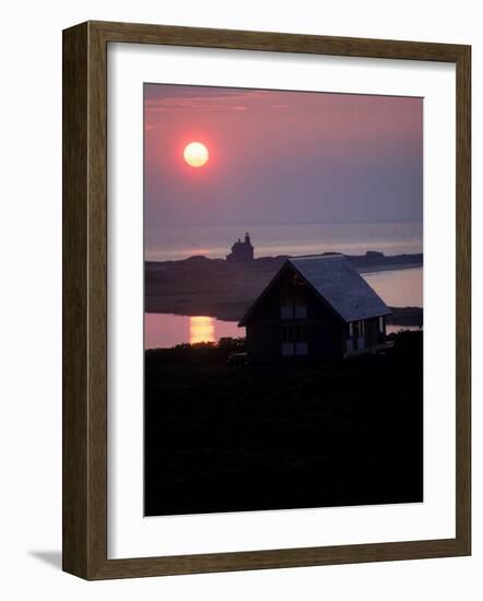 Sun Setting over Newly Constructed Prefabricated House on Block Island-John Zimmerman-Framed Photographic Print