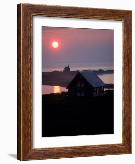 Sun Setting over Newly Constructed Prefabricated House on Block Island-John Zimmerman-Framed Photographic Print