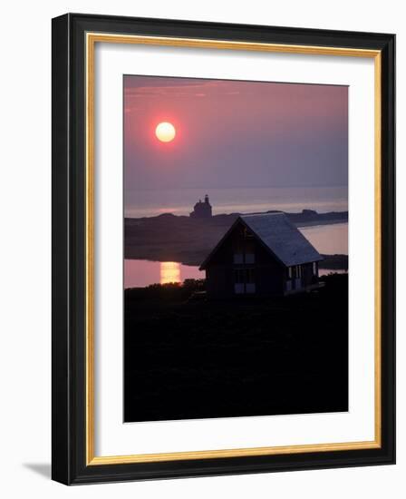 Sun Setting over Newly Constructed Prefabricated House on Block Island-John Zimmerman-Framed Photographic Print