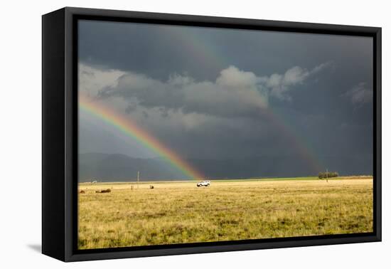 Sun Shining on Grassland under Storym and Rain-BackyardProductions-Framed Premier Image Canvas