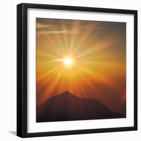 Sun Shinning Over the Mountain, Computer Graphics, Lens Flare--Framed Photographic Print