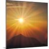 Sun Shinning Over the Mountain, Computer Graphics, Lens Flare-null-Mounted Photographic Print