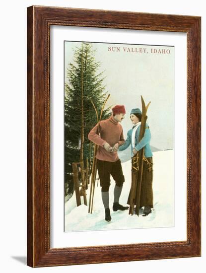 Sun Valley, Idaho, Couple with Skis-null-Framed Art Print