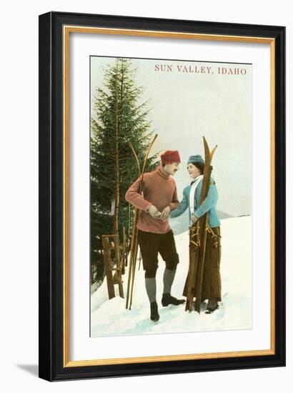 Sun Valley, Idaho, Couple with Skis-null-Framed Art Print