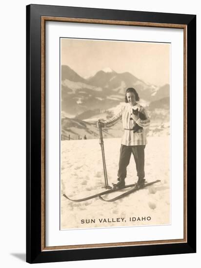 Sun Valley, Idaho, Girl Skiing with Cat-null-Framed Art Print