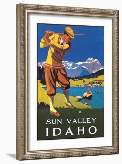 Sun Valley, Idaho, Golfing in Mountains-null-Framed Art Print