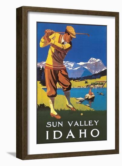 Sun Valley, Idaho, Golfing in Mountains-null-Framed Art Print