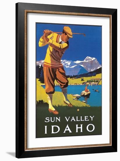 Sun Valley, Idaho, Golfing in Mountains-null-Framed Art Print