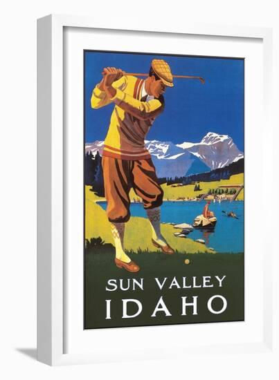 Sun Valley, Idaho, Golfing in Mountains-null-Framed Art Print