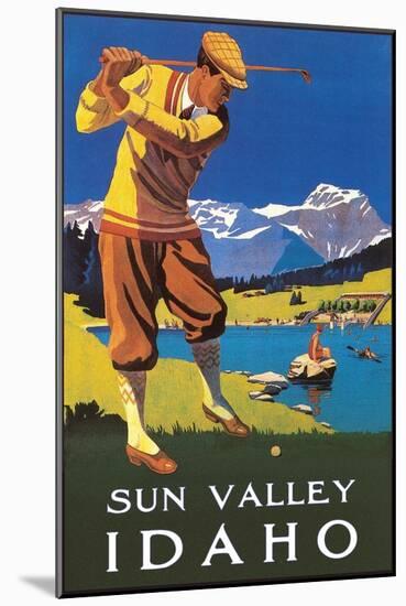 Sun Valley, Idaho, Golfing in Mountains-null-Mounted Art Print