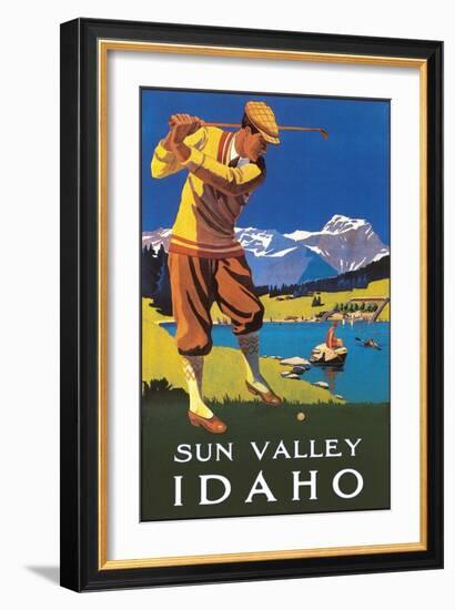 Sun Valley, Idaho, Golfing in Mountains-null-Framed Art Print