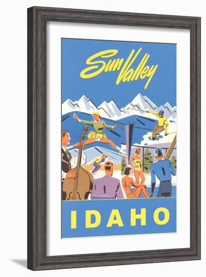 Sun Valley, Idaho, Graphic of Winter Resort Activities-null-Framed Art Print