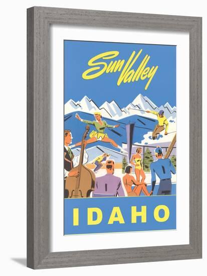 Sun Valley, Idaho, Graphic of Winter Resort Activities-null-Framed Art Print