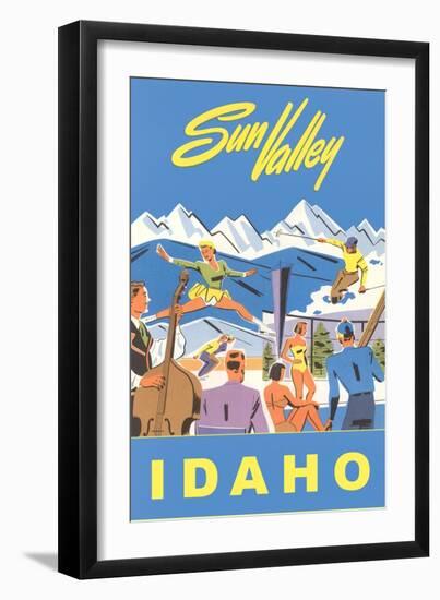 Sun Valley, Idaho, Graphic of Winter Resort Activities-null-Framed Art Print