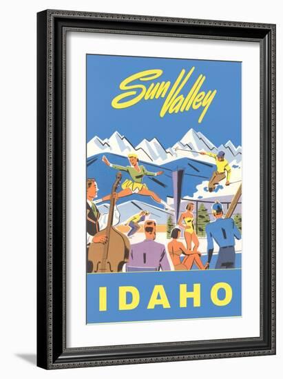 Sun Valley, Idaho, Graphic of Winter Resort Activities-null-Framed Art Print