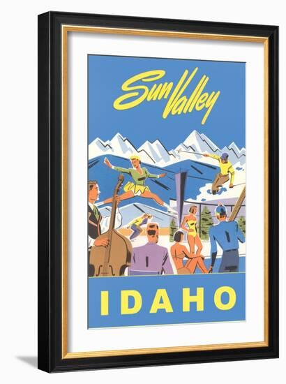 Sun Valley, Idaho, Graphic of Winter Resort Activities-null-Framed Art Print