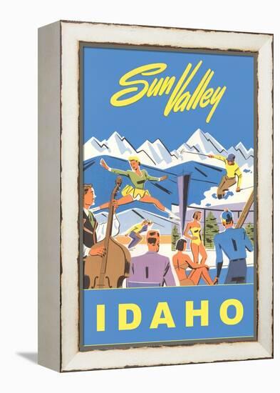 Sun Valley, Idaho, Graphic of Winter Resort Activities-null-Framed Stretched Canvas