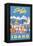 Sun Valley, Idaho, Graphic of Winter Resort Activities-null-Framed Stretched Canvas