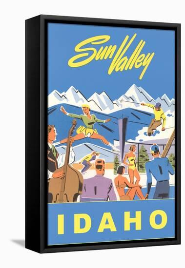 Sun Valley, Idaho, Graphic of Winter Resort Activities-null-Framed Stretched Canvas