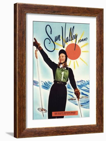 Sun Valley, Idaho - Gretchen Fraser Advertisement Poster-Lantern Press-Framed Premium Giclee Print