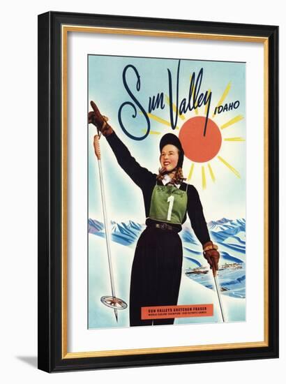 Sun Valley, Idaho - Gretchen Fraser Advertisement Poster-Lantern Press-Framed Premium Giclee Print