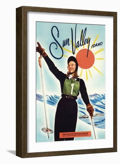 Sun Valley, Idaho - Gretchen Fraser Advertisement Poster-Lantern Press-Framed Art Print