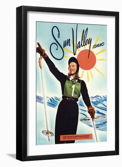 Sun Valley, Idaho - Gretchen Fraser Advertisement Poster-Lantern Press-Framed Art Print