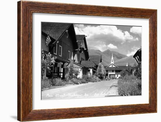 Sun Valley, Idaho - Main Street View of Challenger Inn-Lantern Press-Framed Art Print