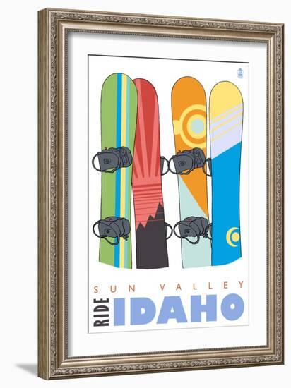 Sun Valley, Idaho, Snowboards in the Snow-Lantern Press-Framed Art Print