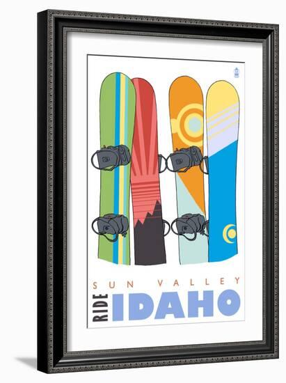 Sun Valley, Idaho, Snowboards in the Snow-Lantern Press-Framed Art Print