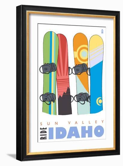 Sun Valley, Idaho, Snowboards in the Snow-Lantern Press-Framed Art Print