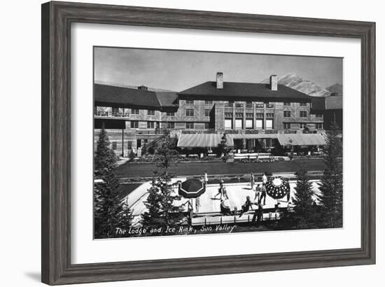 Sun Valley, Idaho - View of Lodge and Ice Rink-Lantern Press-Framed Art Print