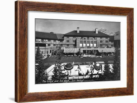 Sun Valley, Idaho - View of Lodge and Ice Rink-Lantern Press-Framed Art Print