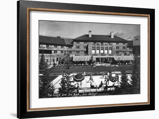 Sun Valley, Idaho - View of Lodge and Ice Rink-Lantern Press-Framed Art Print