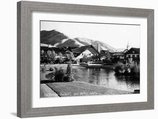 Sun Valley, Idaho - Village Square Scene-Lantern Press-Framed Art Print